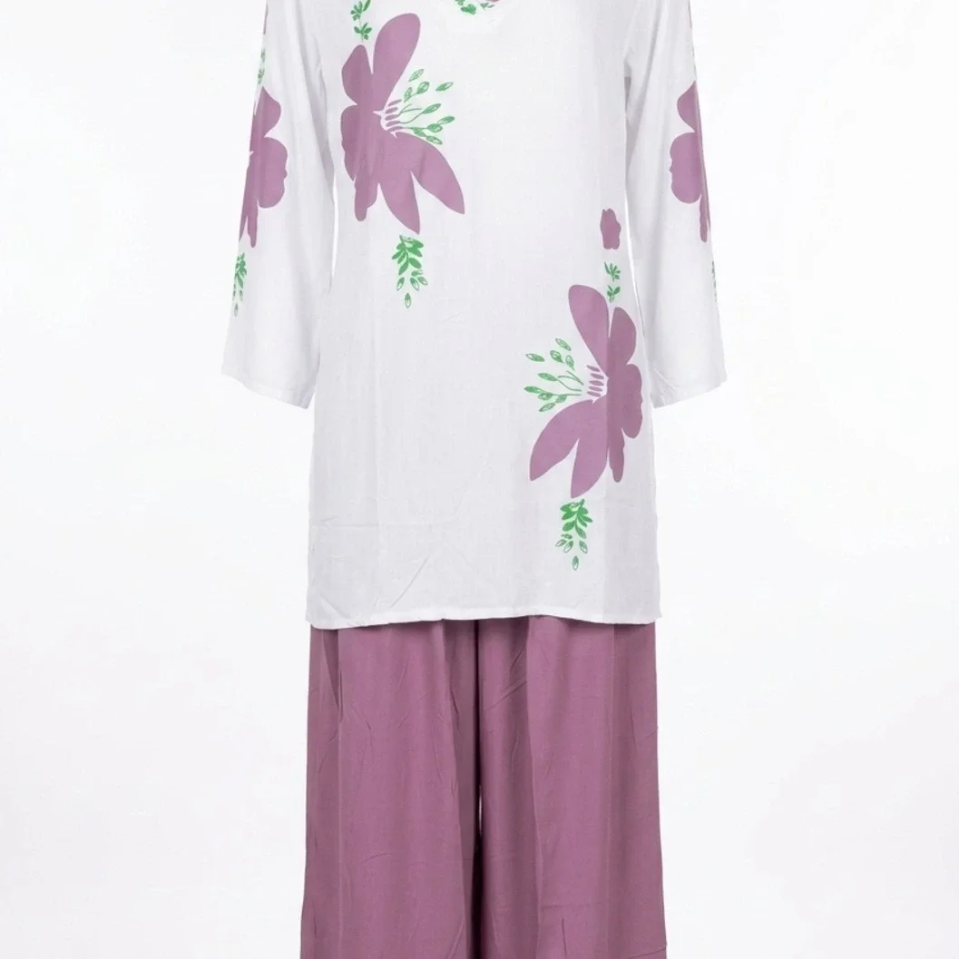 Women's Printed Kurta Set with Wide-Leg Trousers - image 3