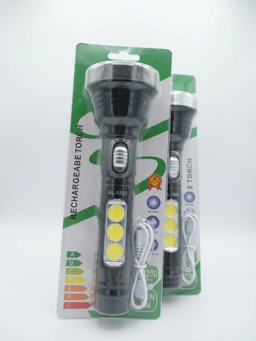 RL-1803 Rechargeable LED Torch Light with Side COB Lights (1200mAh) - image 4