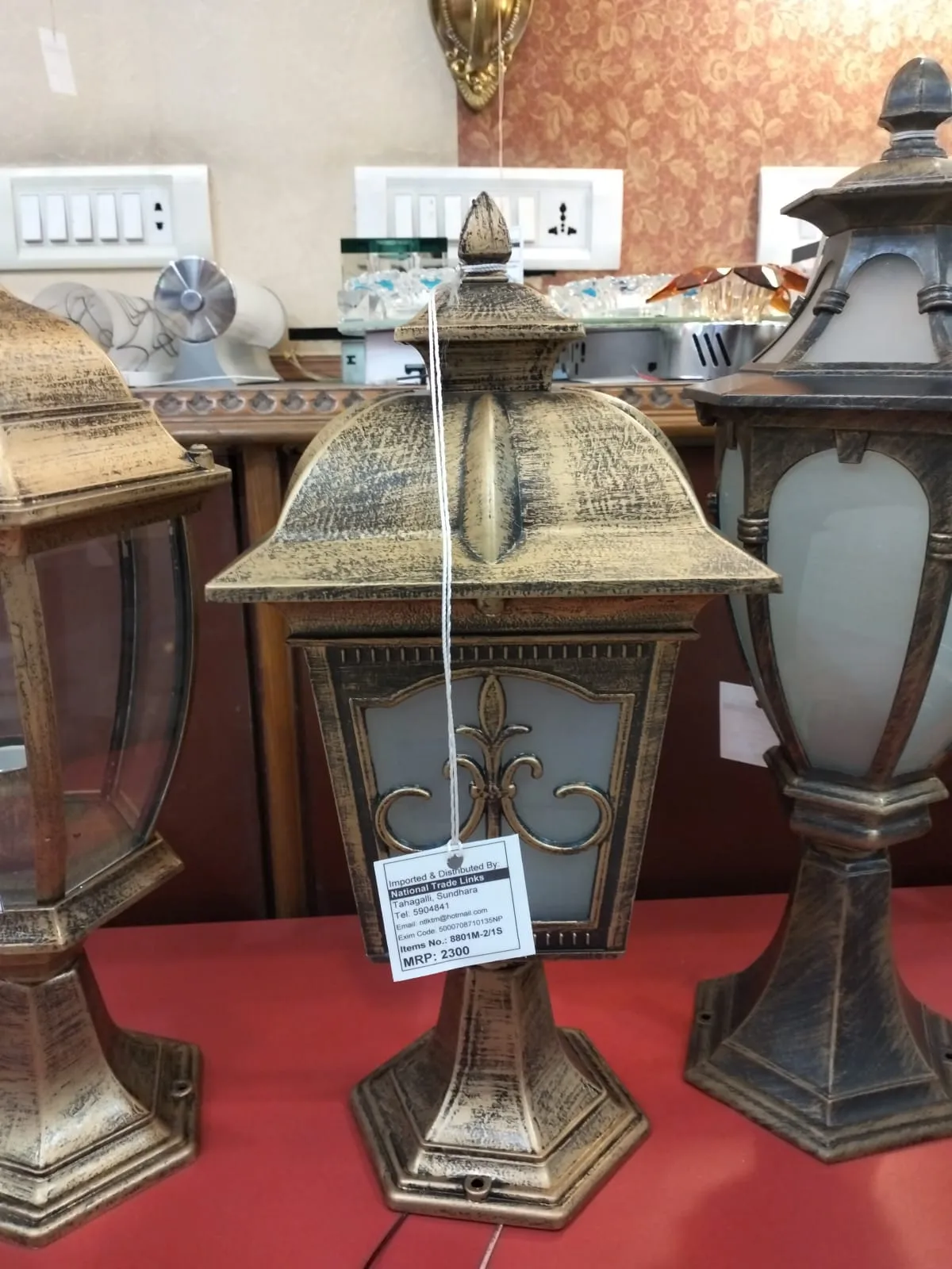 Vintage Antique Golden Gate Pillar Lantern with Floral Filigree - image 2