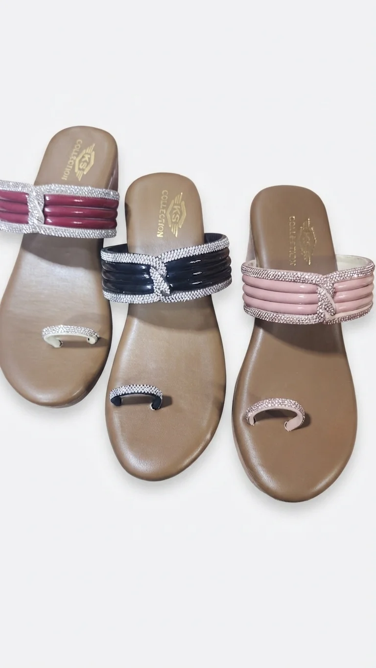 KS Collection Toe-Ring Diamante Flat Sandals - image 3