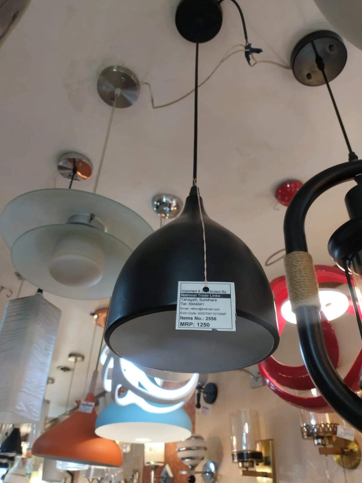 Modern Matte Black Dome Pendant Hanging Light - image 2