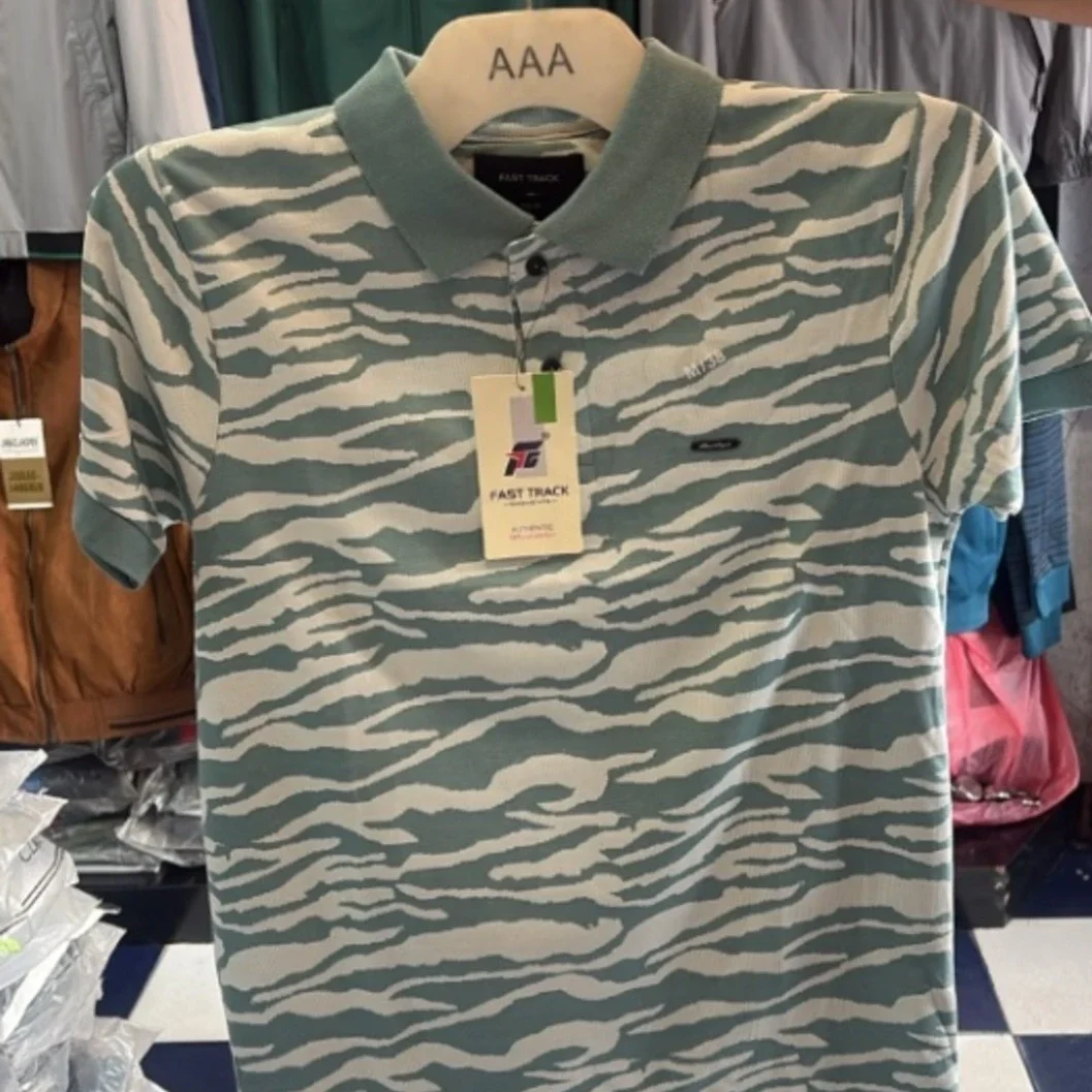 Fast Track Men's Sea Green Camo/Abstract Printed Polo Shirt - image 3