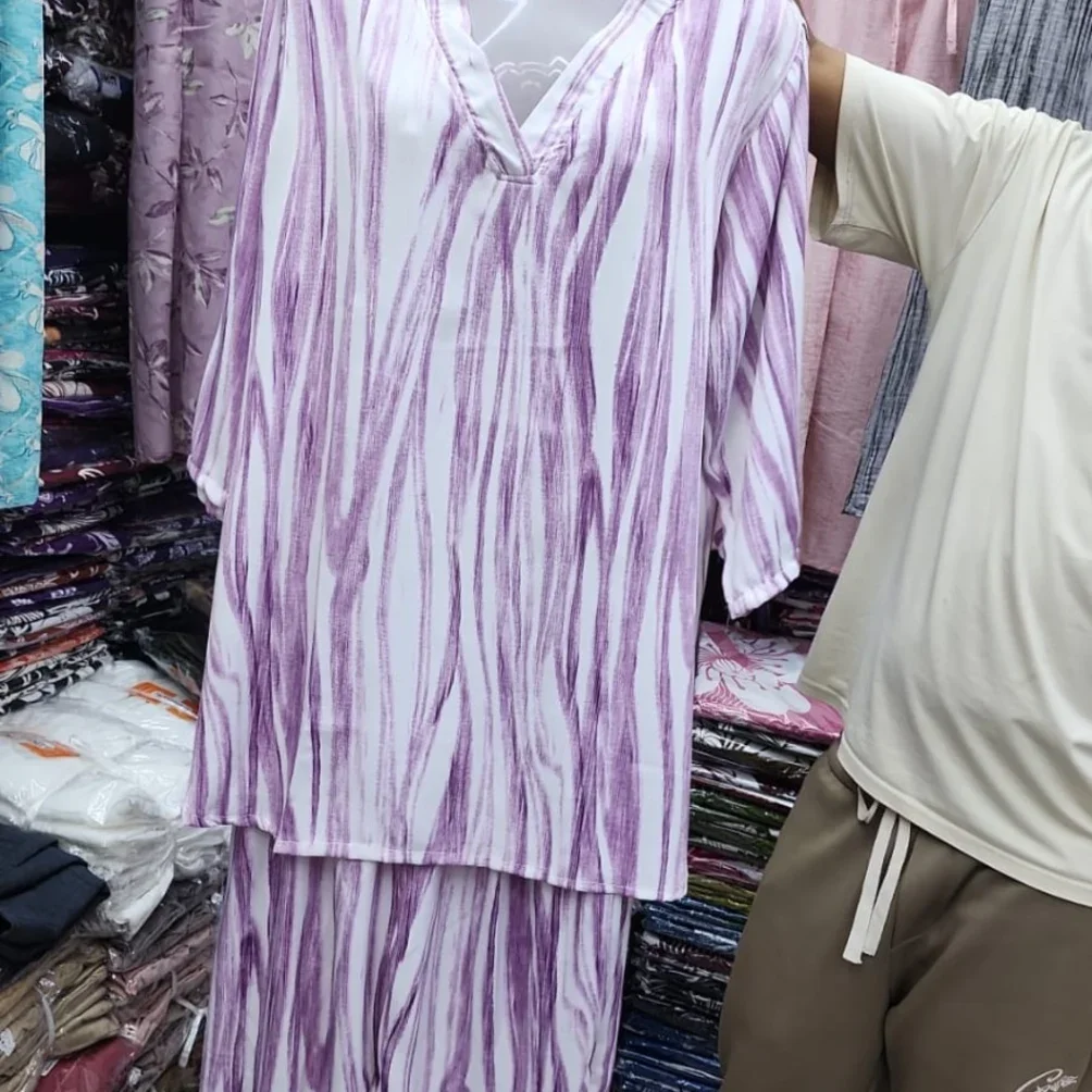 Women's Purple and White Abstract Print Co-Ord Set - image 2