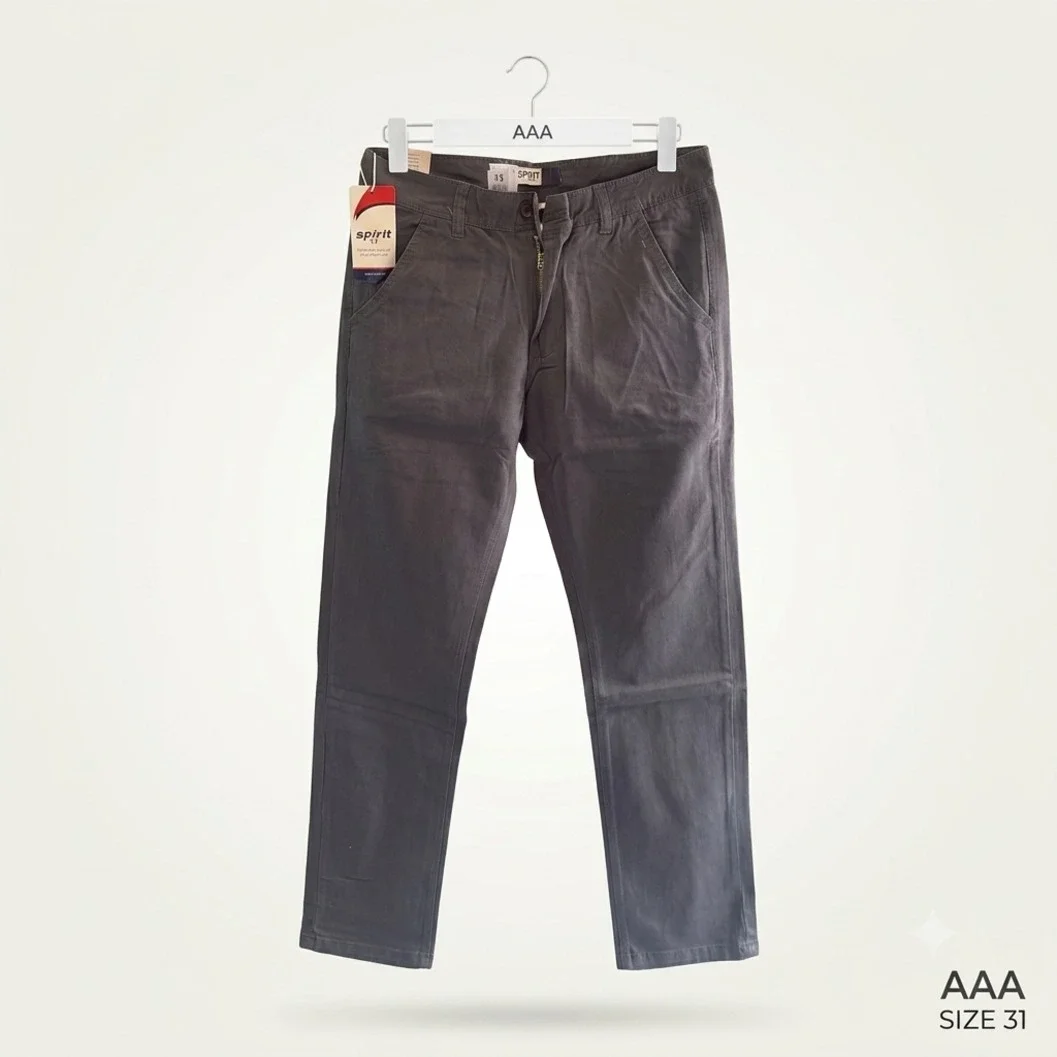Spirit Men's Dark Grey Slim-Fit Casual Chino Trousers - image 2