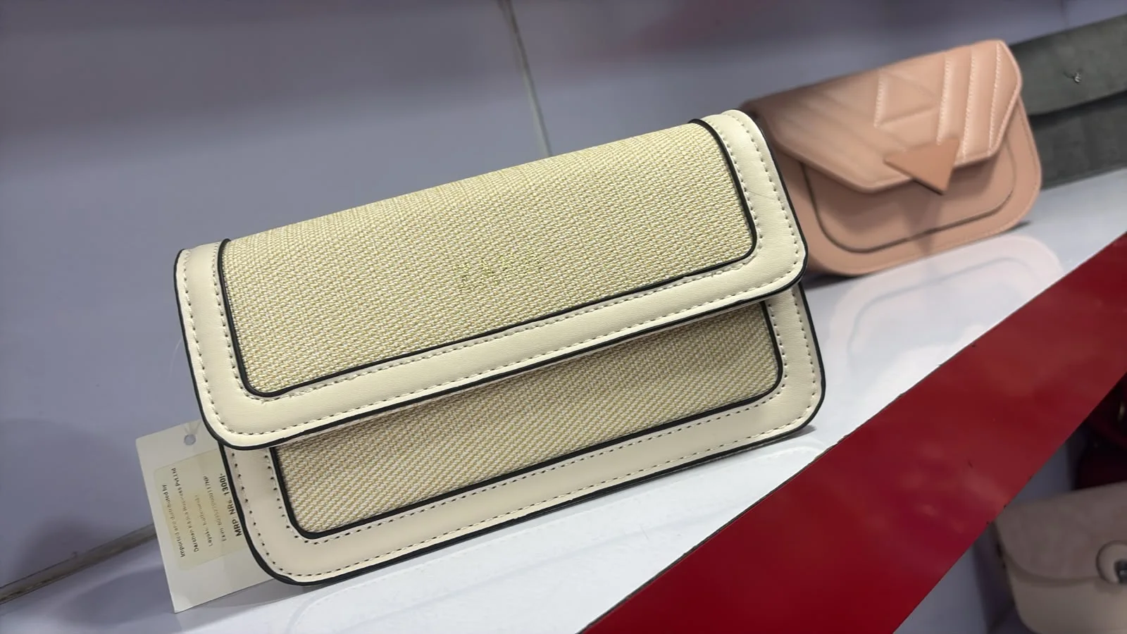 Modern Textured Flap Sling Bag – Cream & Beige - image 3