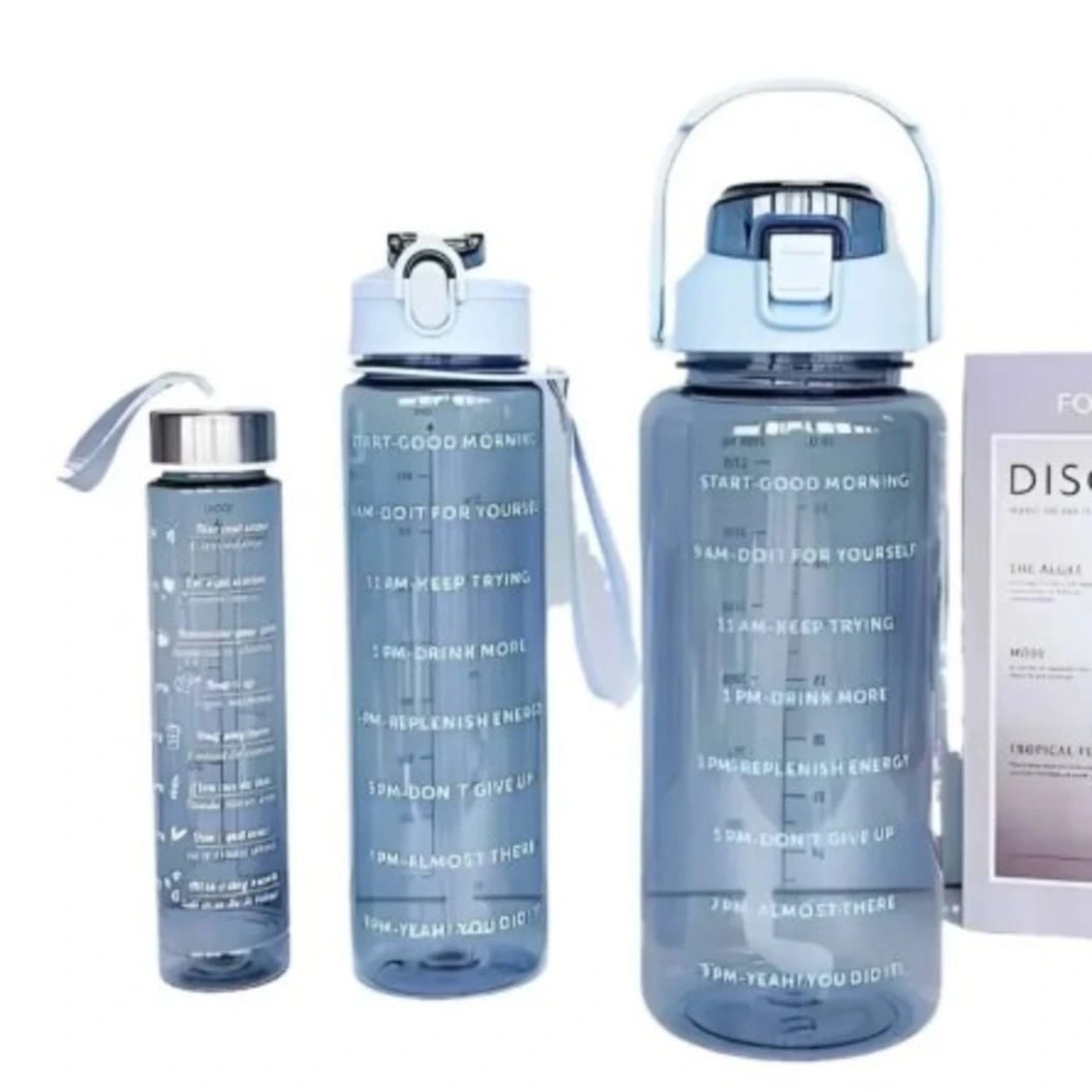 3-in-1 Transparent Water Bottle Set with Straw | BPA-Free Leakproof Sports Bottles | 2000ml, 900ml & 400ml pac (5) - image 4
