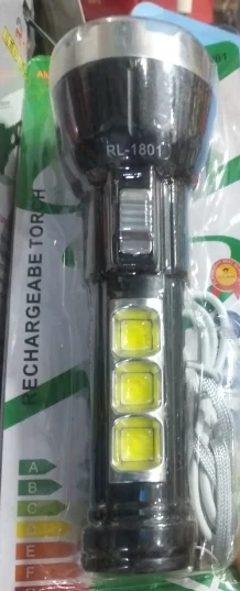 RL-1801 Rechargeable LED Torch Light with Side COB Lights - image 4