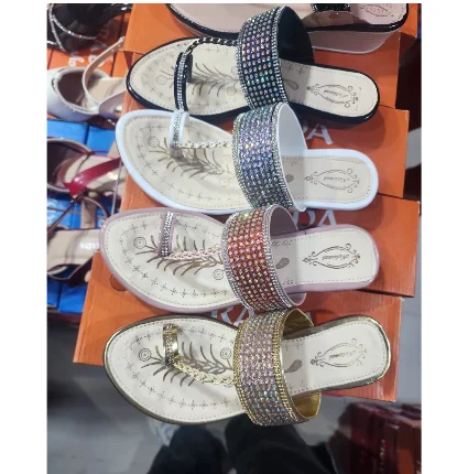 Sparkly Crystal Toe-Ring Flat Sandals - image 2