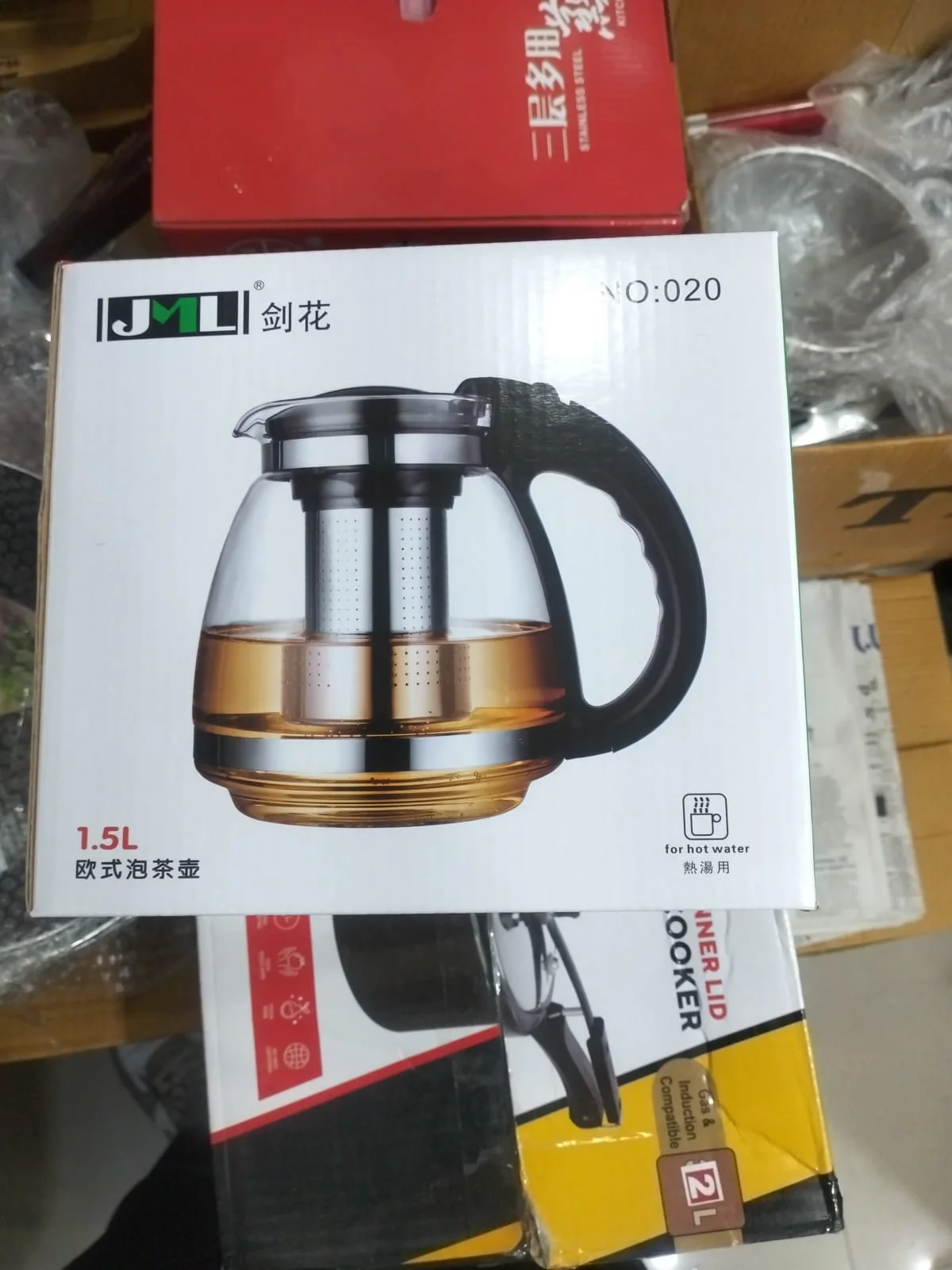 JML 1.5L Glass Teapot with Stainless Steel Infuser (NO:020) - image 3