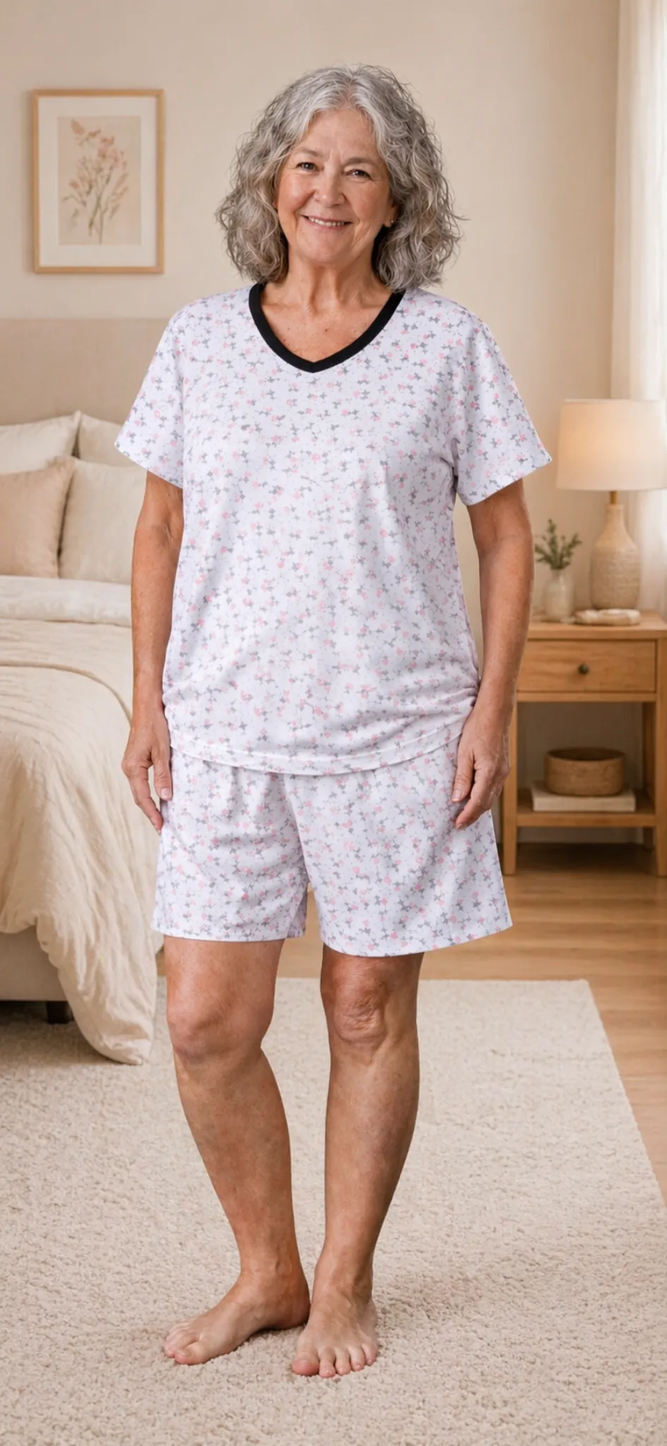 Pijama Manga Curta com Bermuda Branco
