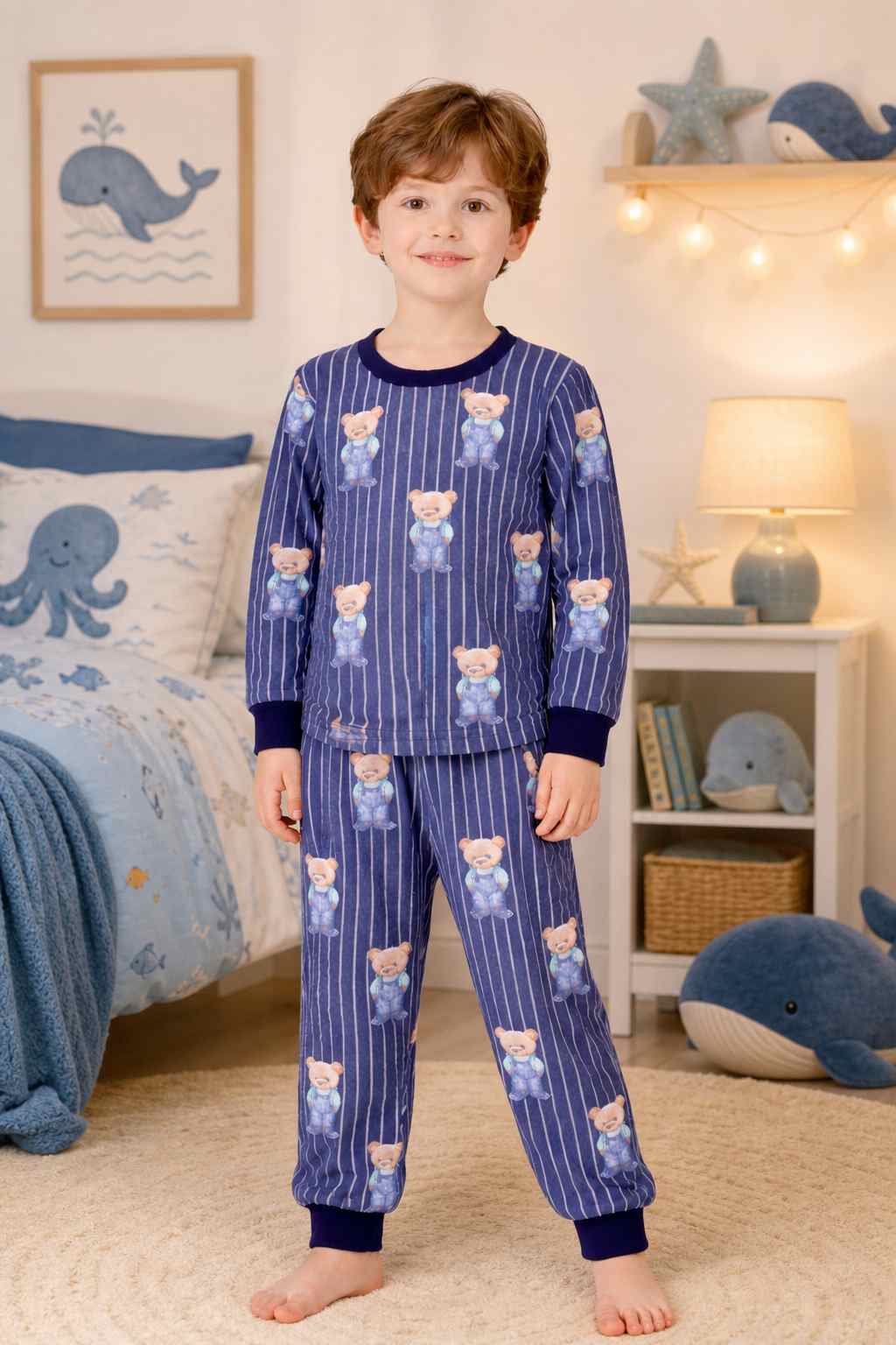 Pijama infantil Pijama Listrado de Ursinho da Pijamas Luneé