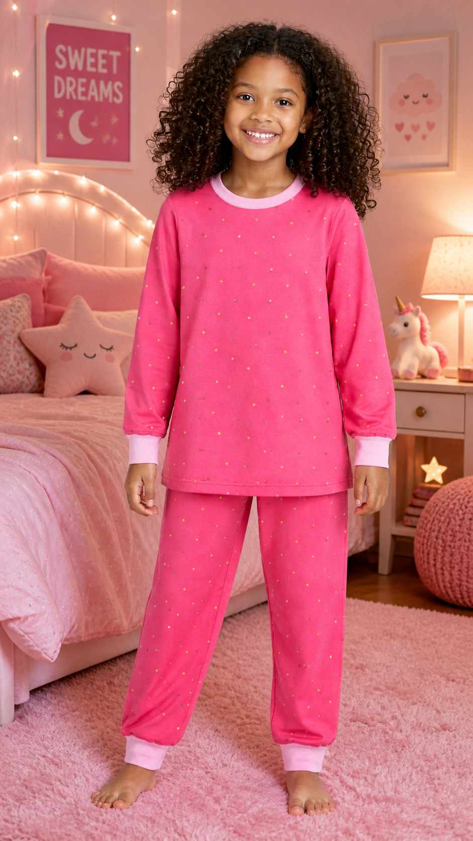 Pijama infantil Pijama Rosa com Bolinhas da Pijamas Luneé