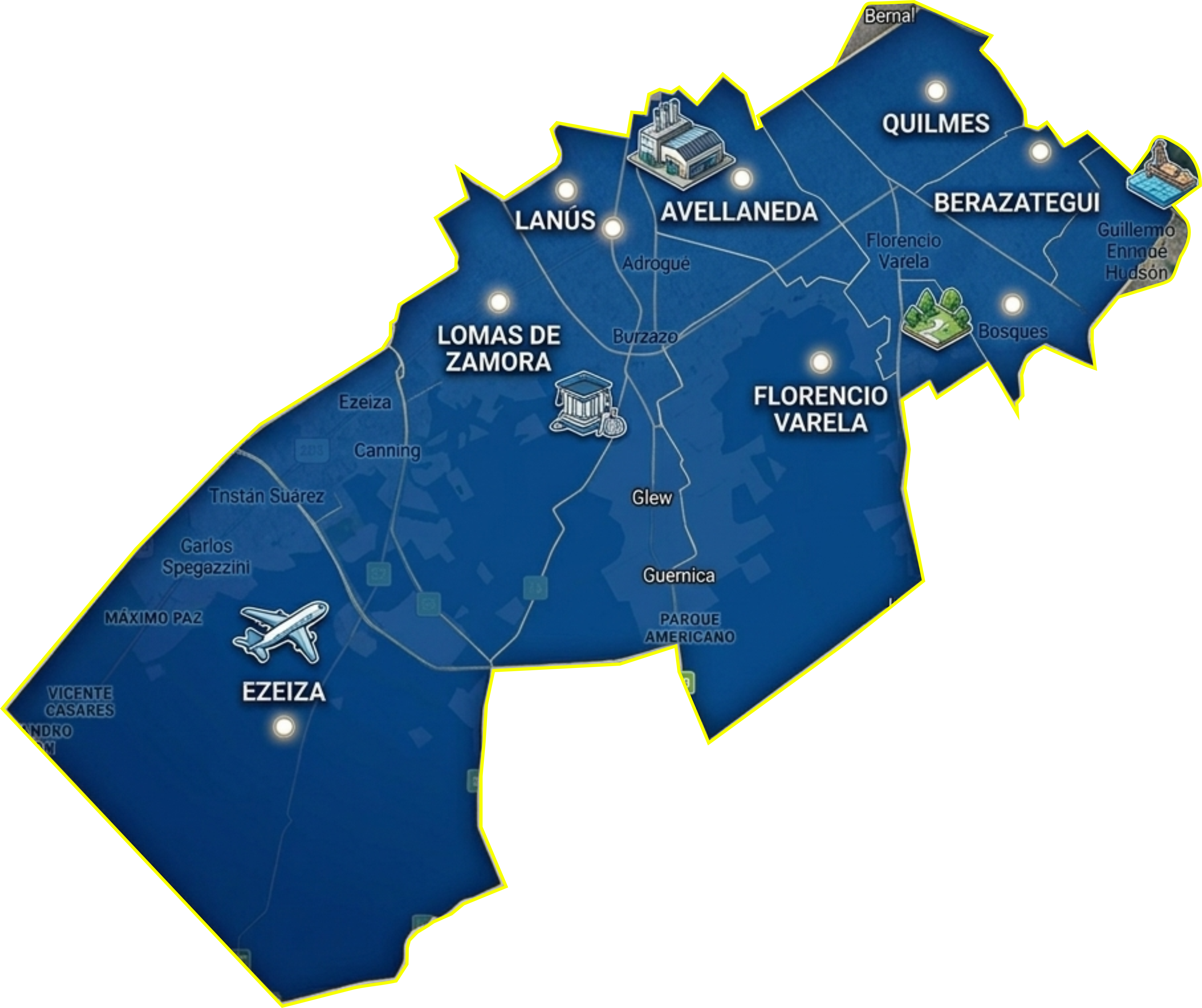 mapa del conurbano sur gba