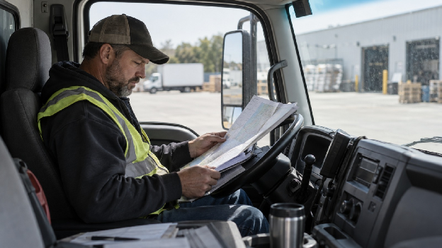 White 26-foot box truck at a loading dock during a compliance check for box truck DOT requirements and non CDL box truck requirements