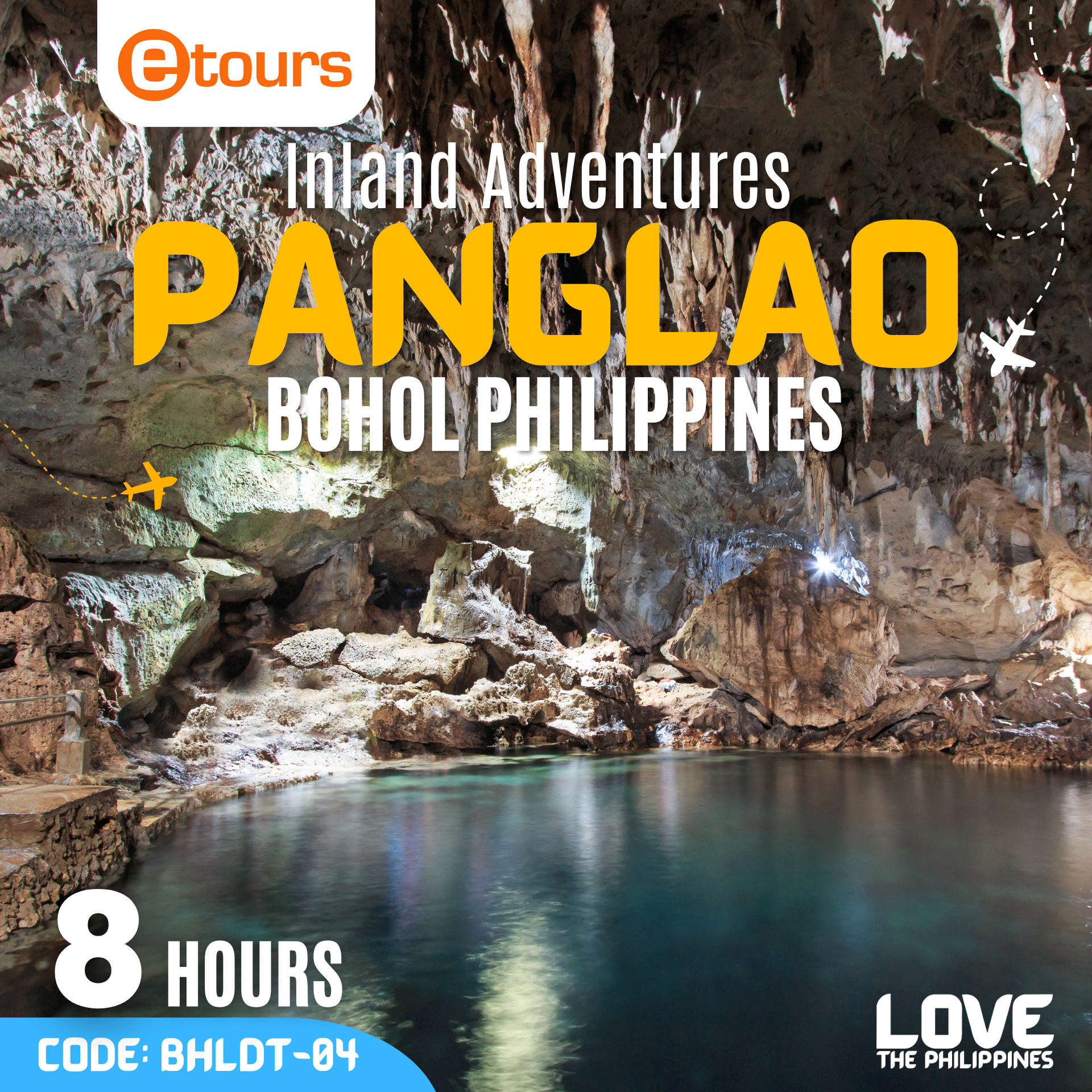 Panglao Inland Adventures A mesmerizing glimpse into the depths of Hinagdanan Cave, showcasing its stunning rock formations and crystal-clear waters.