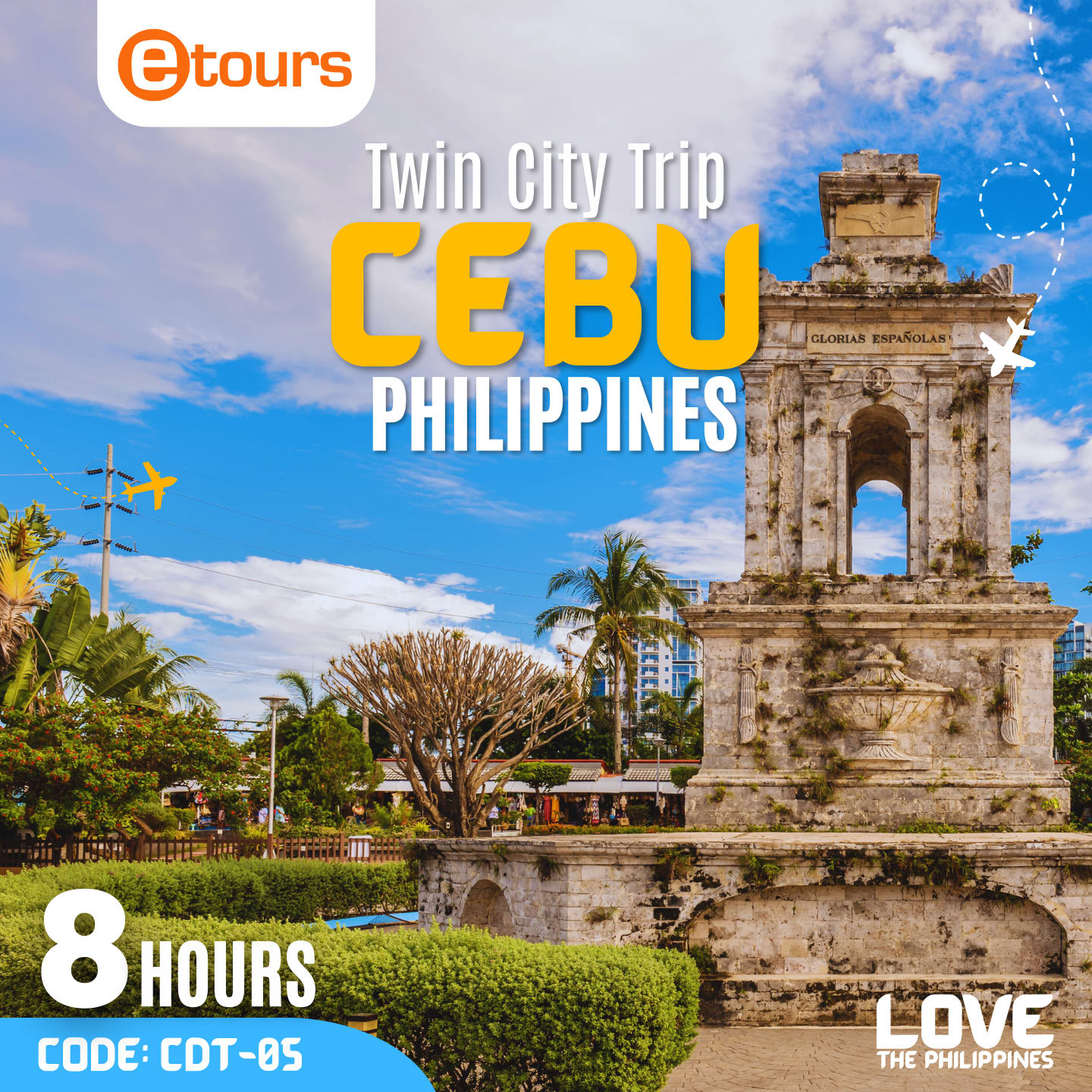 Cebu Twin City Trip A historical landmark, Magellan's Cross, stands tall in the heart of Cebu City, commemorating the arrival of the first Europeans in the Philippines.