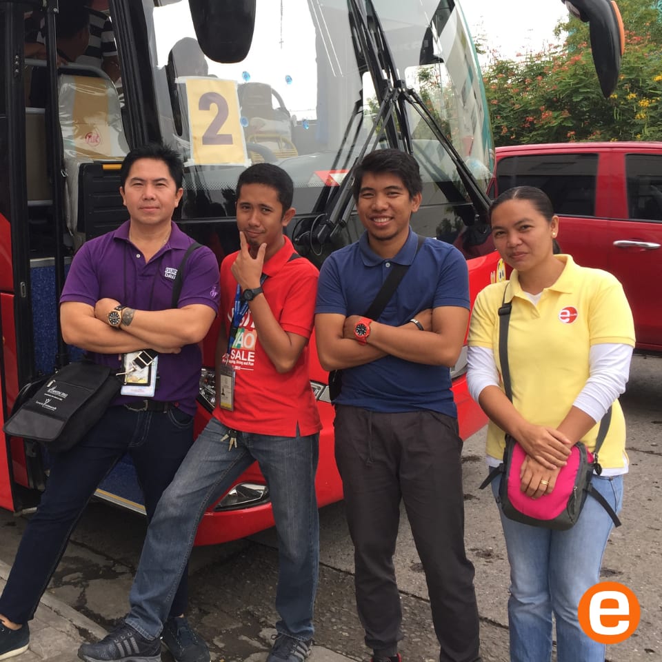 Etours staff preparing before tour starts