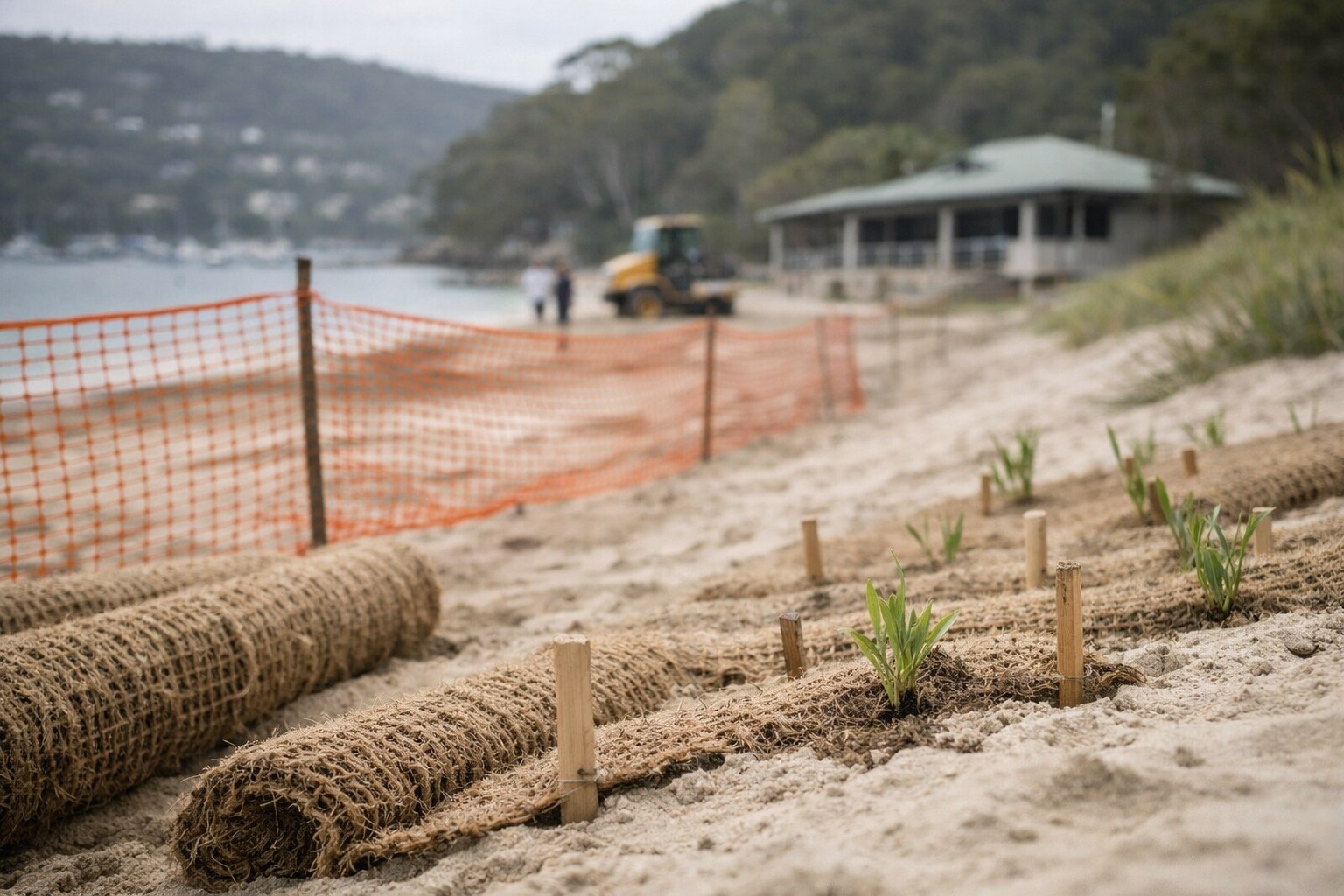 Dune restoration work begins at Great Mackerel Beach as access restrictions come into force
