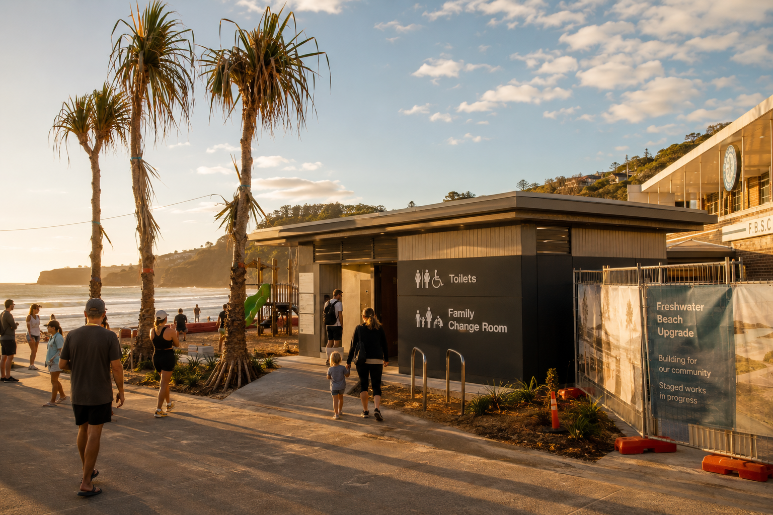 Freshwater’s new amenities block is a small building carrying a bigger beach overhaul