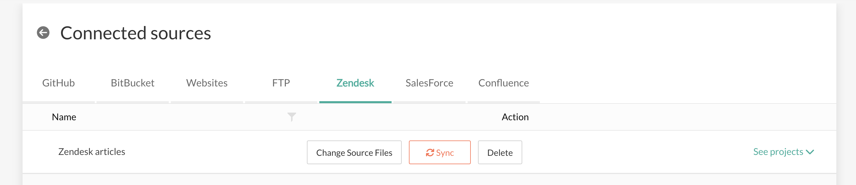 Connected Sources - Zendesk