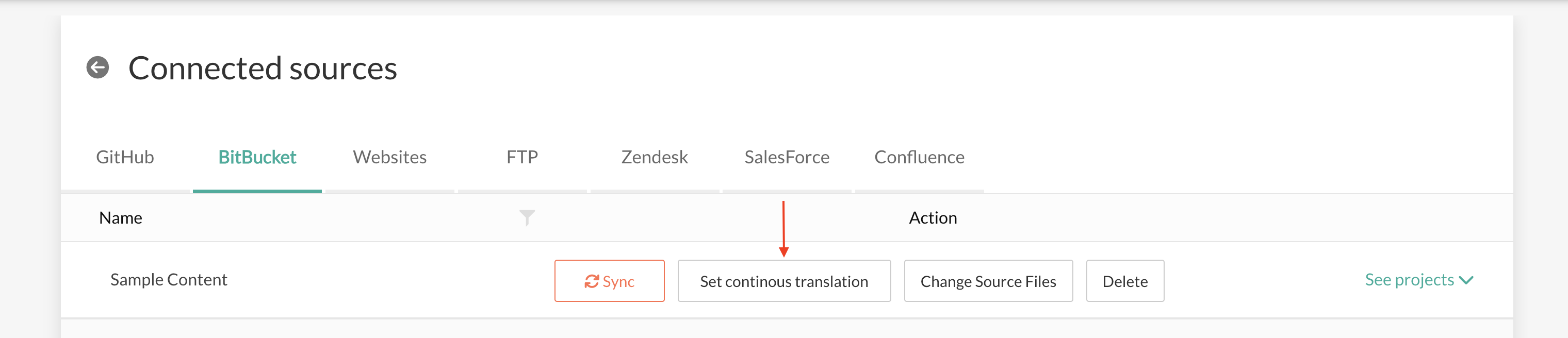 Set continuous translation