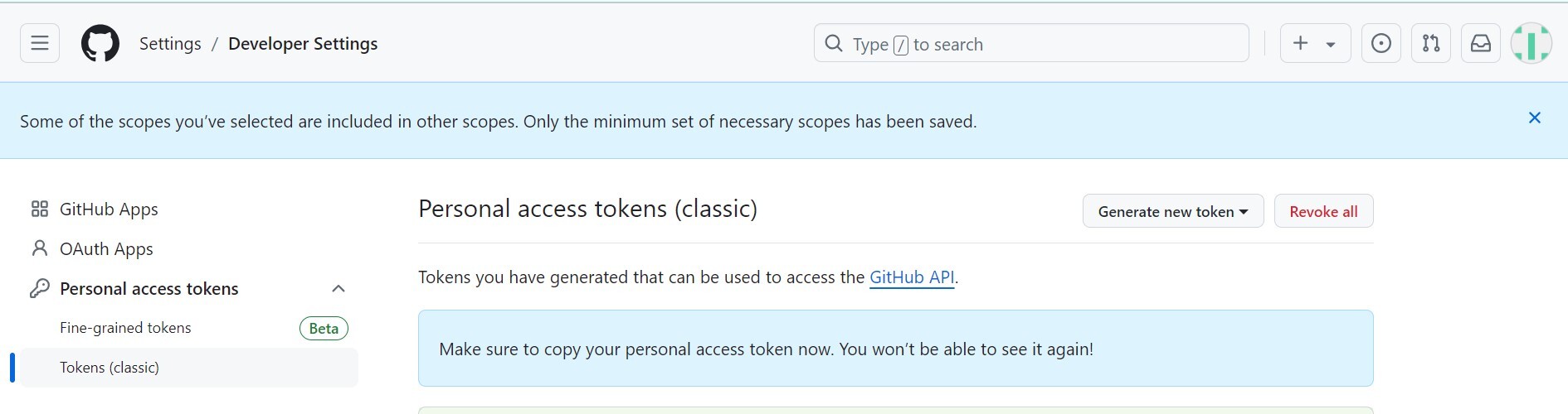 Personal access token