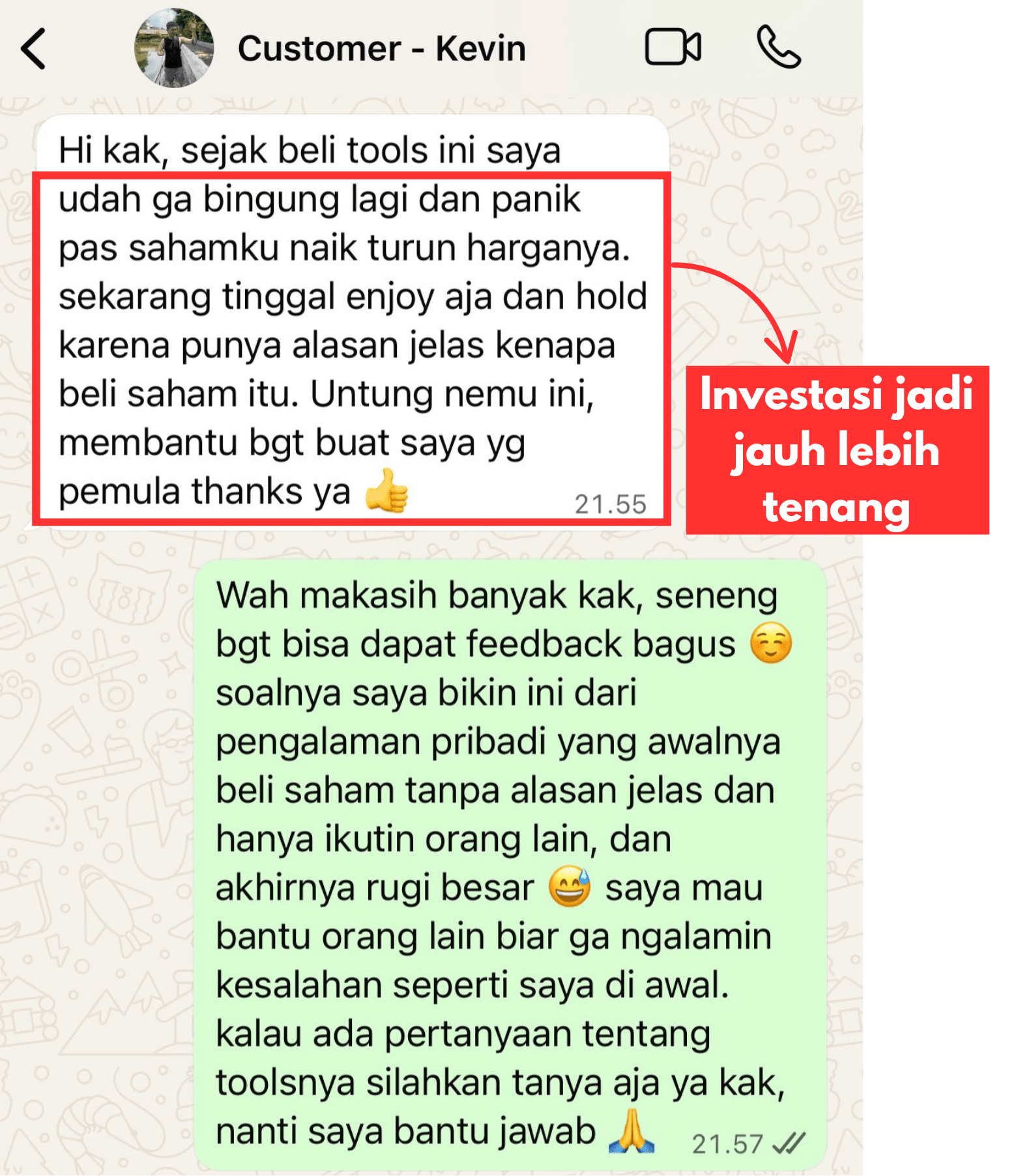 Testimoni Customer Kevin