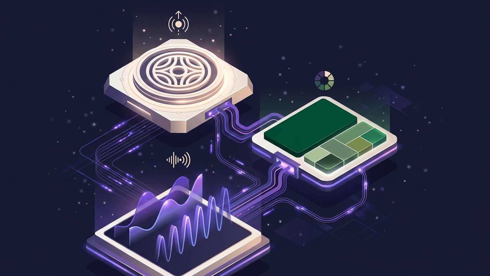 Sistema visual abstrato em verde profundo evocando o brandbook da Starbucks — Sereia simétrica como elemento central, cor canônica única e família tipográfica constrita como camadas conectadas
