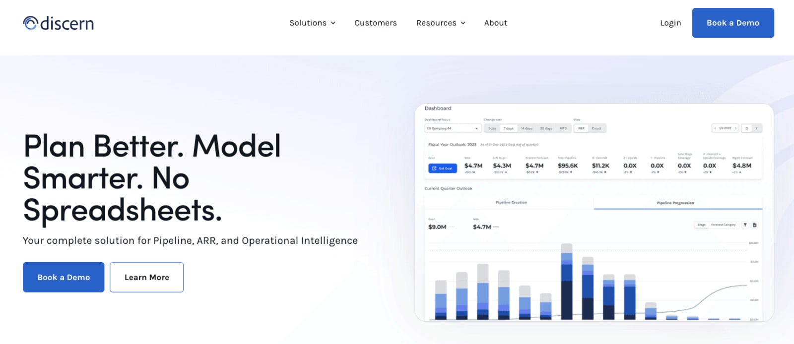 Discern homepage — Plan Better. Model Smarter. No Spreadsheets.