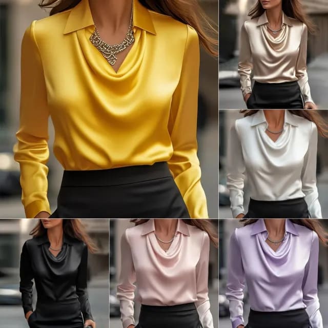 Cowl Neck Satin Blouse