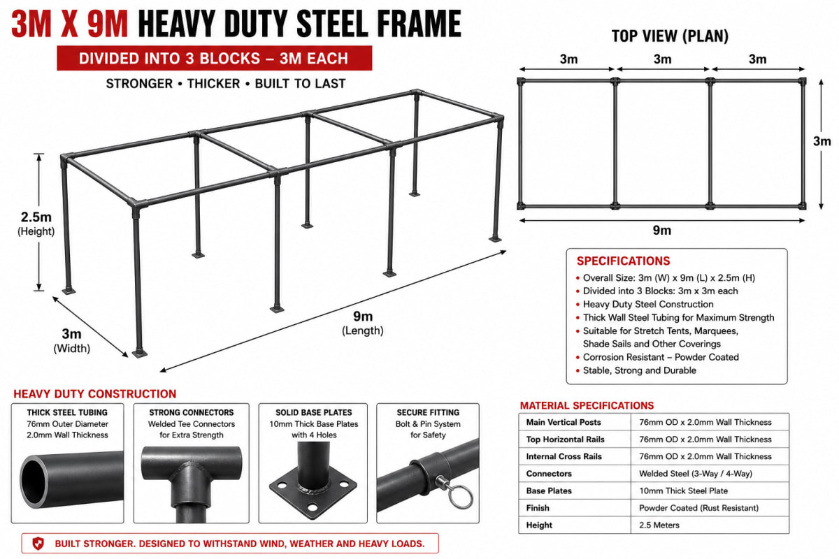 3x9 cabana frame only