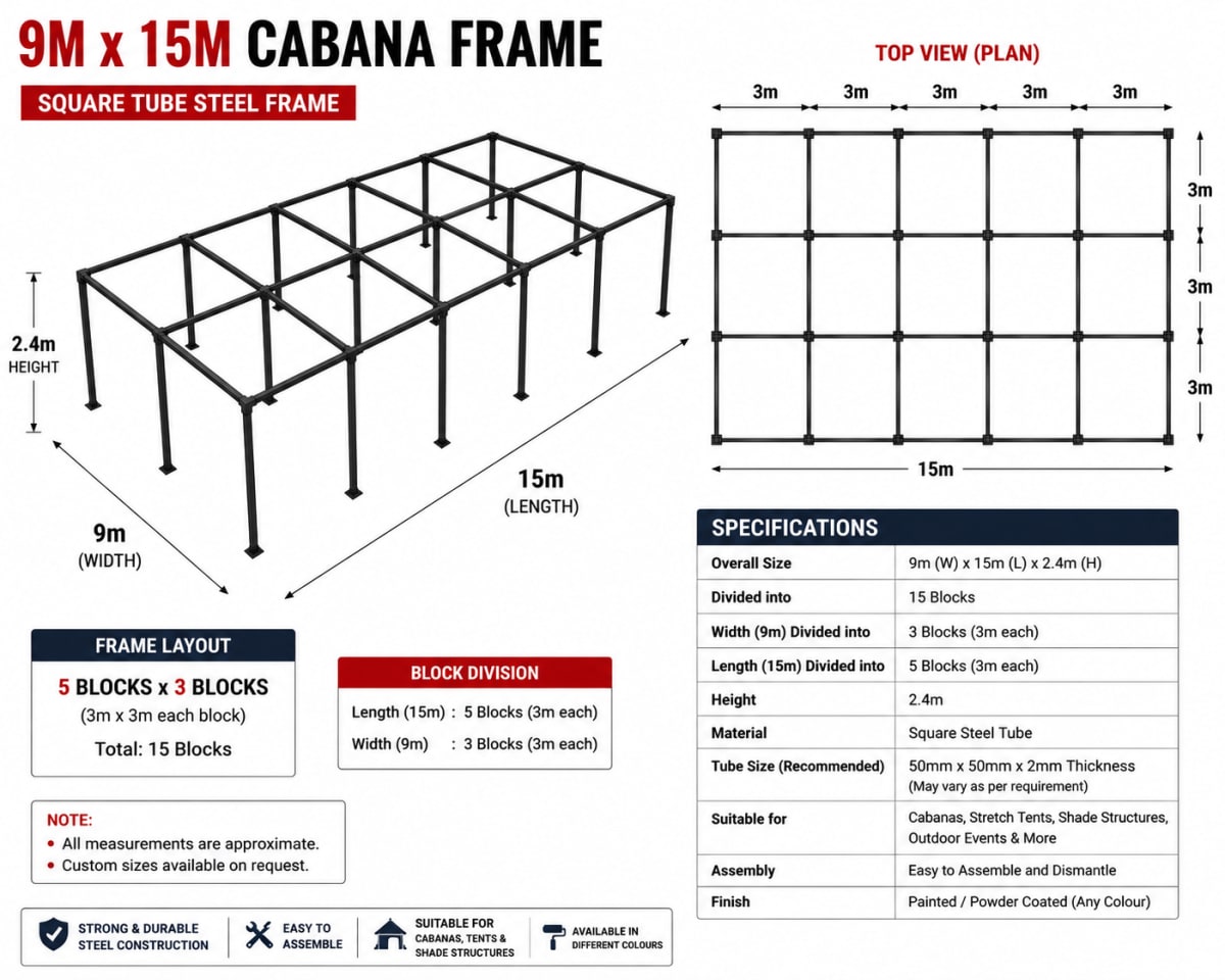 9x15 cabana frame