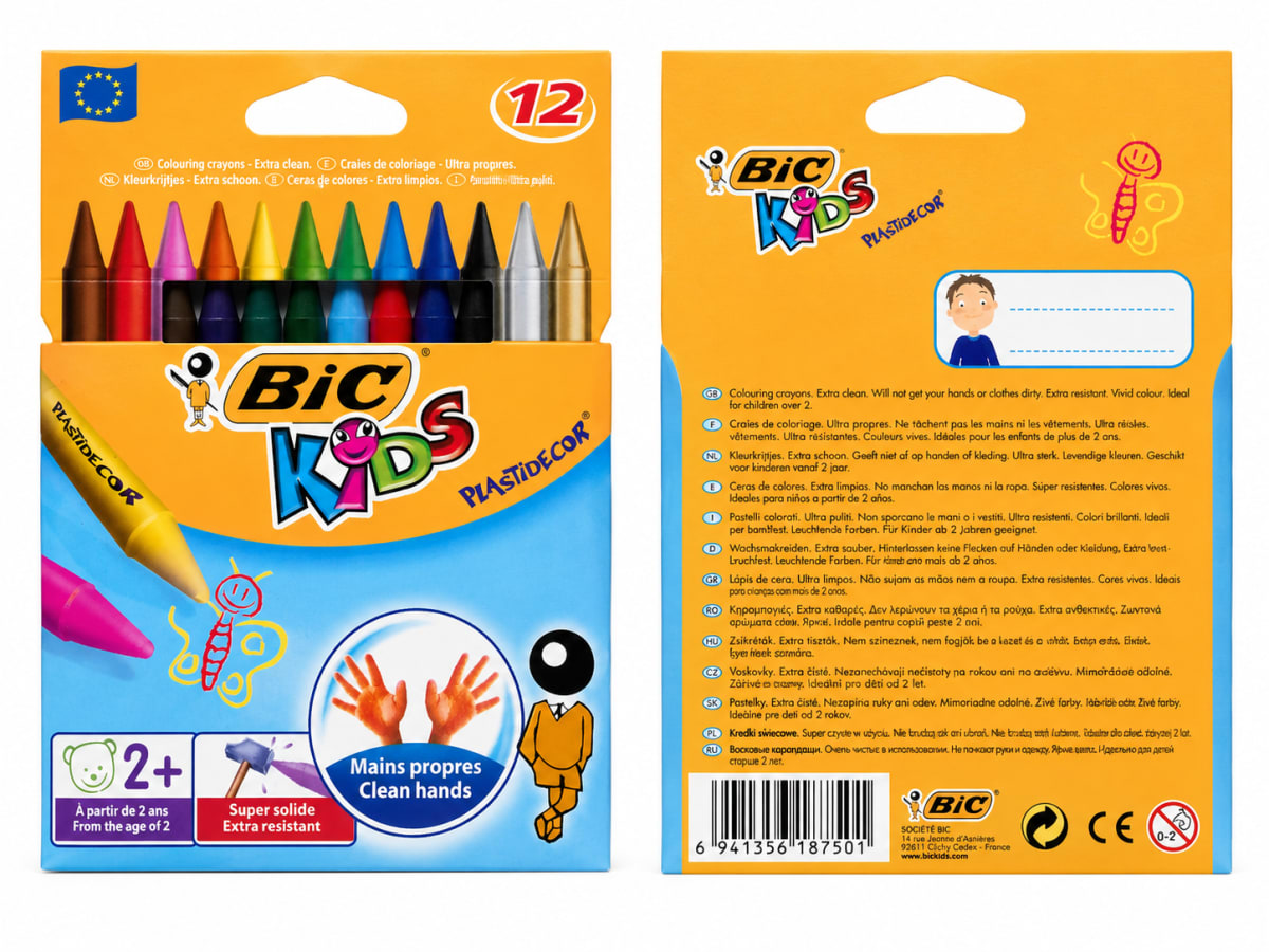 BIC Kids Plastidecor Crayons – 12 Colors