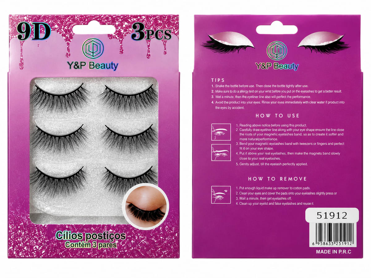 Y&P Beauty 9D False Eyelashes – 3 Pairs