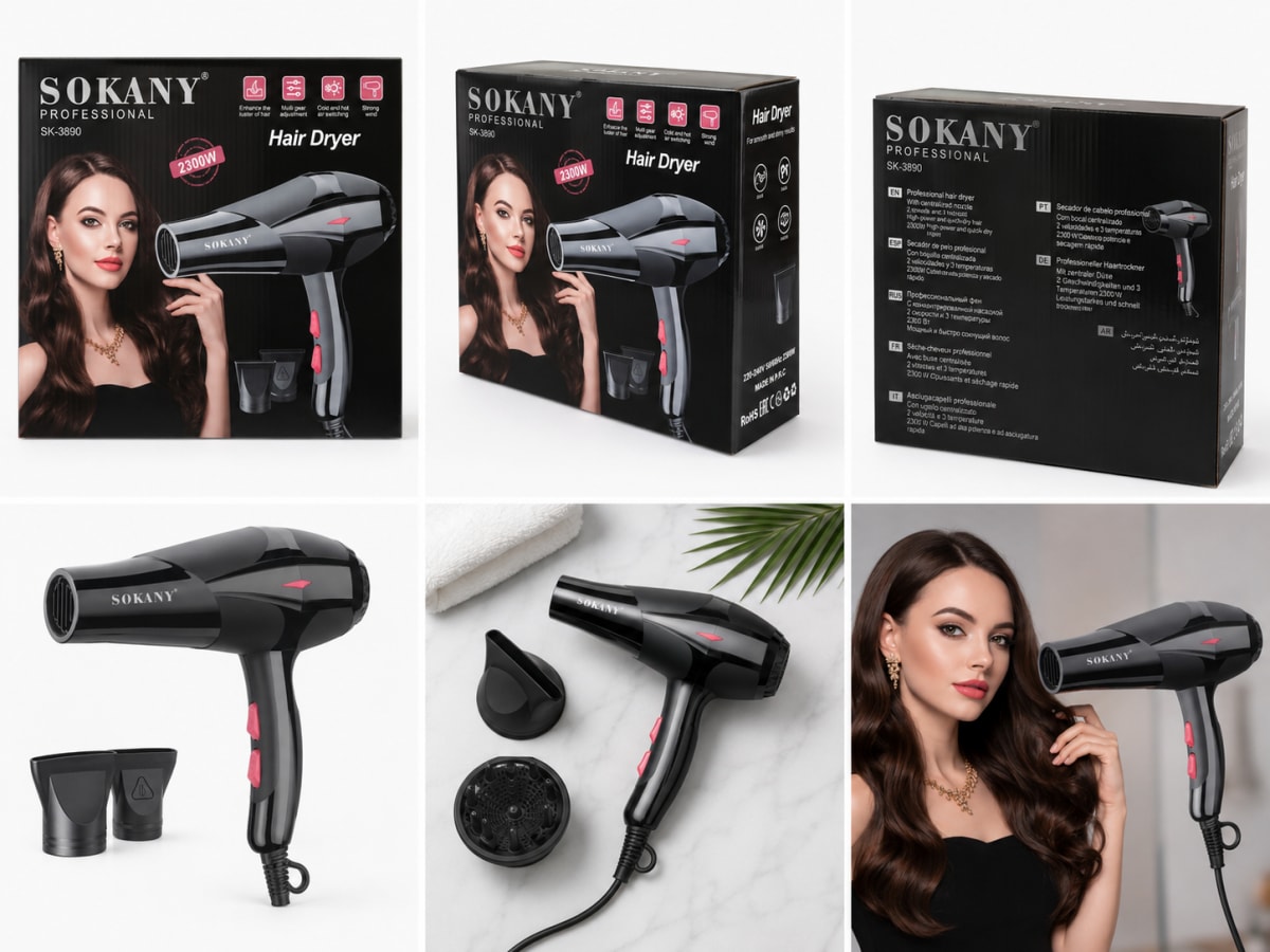 Sokany Professional Hair Dryer (SK-3890) – 2300W