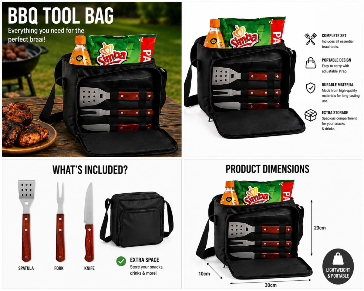 Camping Braai Utensils Set & Cooler Bag