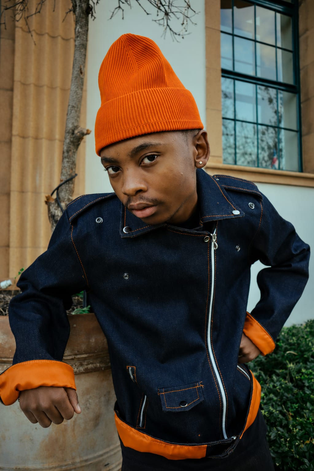 Orange Stitch Biker