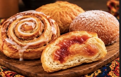 Variety of sweet jam/custard filled patries