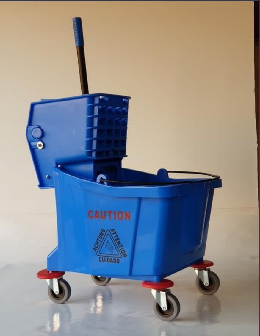 36L Single Plastic Bucket Trolley - Blue