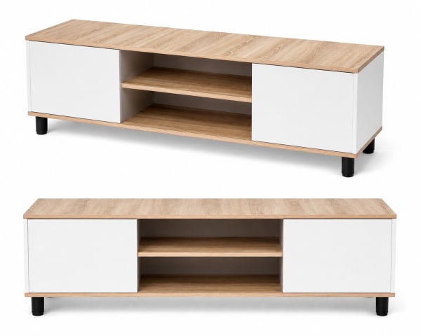Modern Oak & White TV Stand.