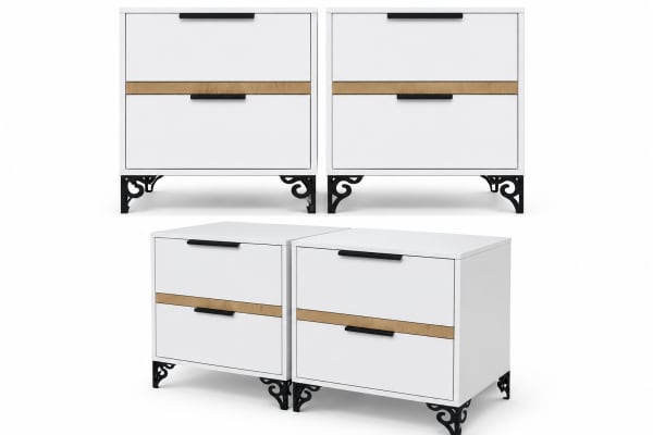White & Oak Drawer Bedside Table