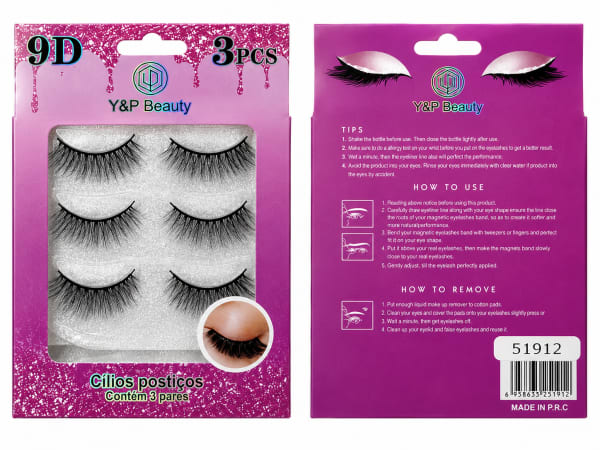 Y&P Beauty 9D False Eyelashes – 3 Pairs