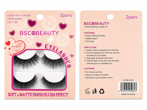 BSCO Beauty 3D False Eyelashes – 2 Pairs