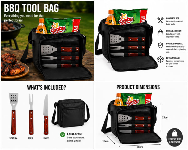 Camping Braai Utensils Set & Cooler Bag