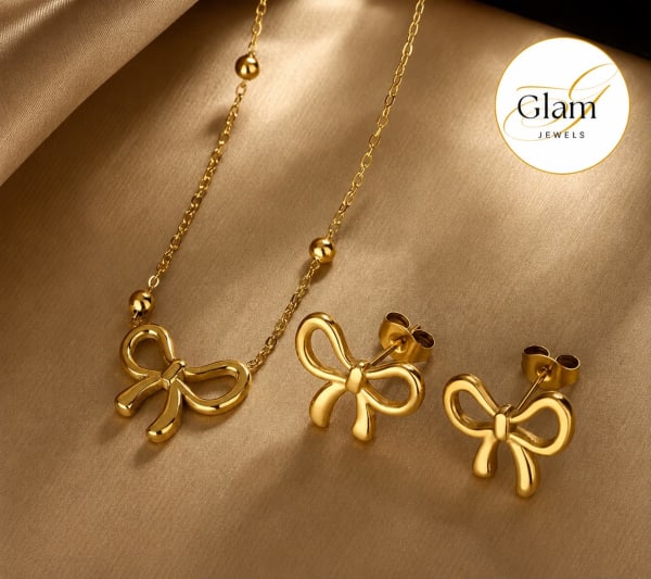 Bownot shaped earings set