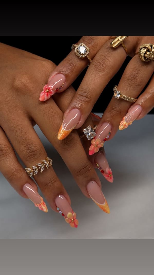 Medium, Acrylic Nails, with tips.