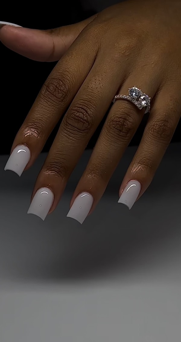Short plain, acrylic nails