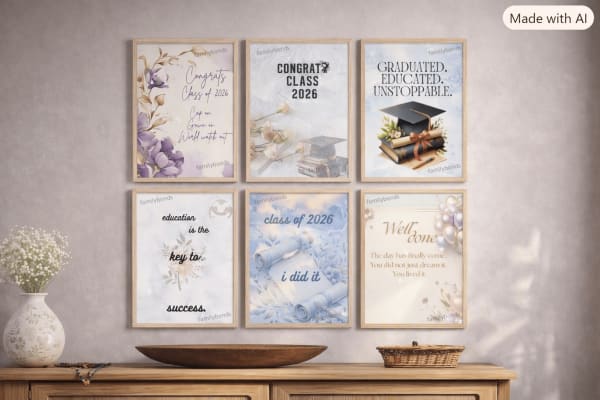 Graduation art prints x6