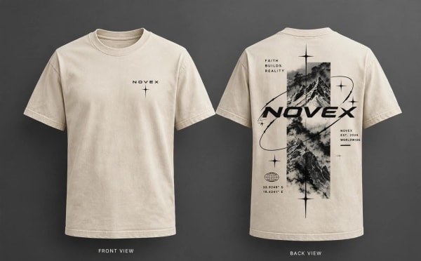 Beige Full back print T shirt