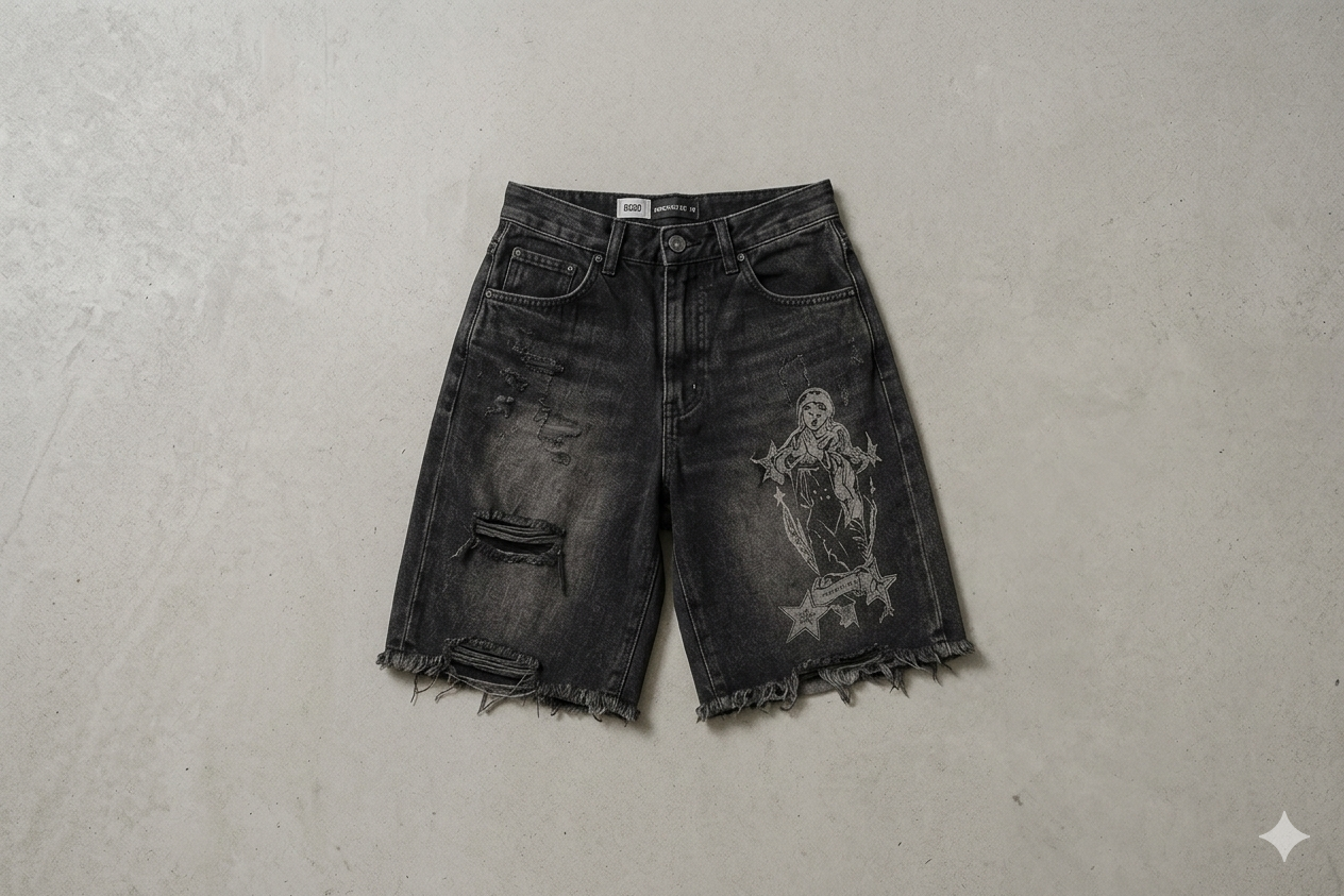 Black Denim Shorts